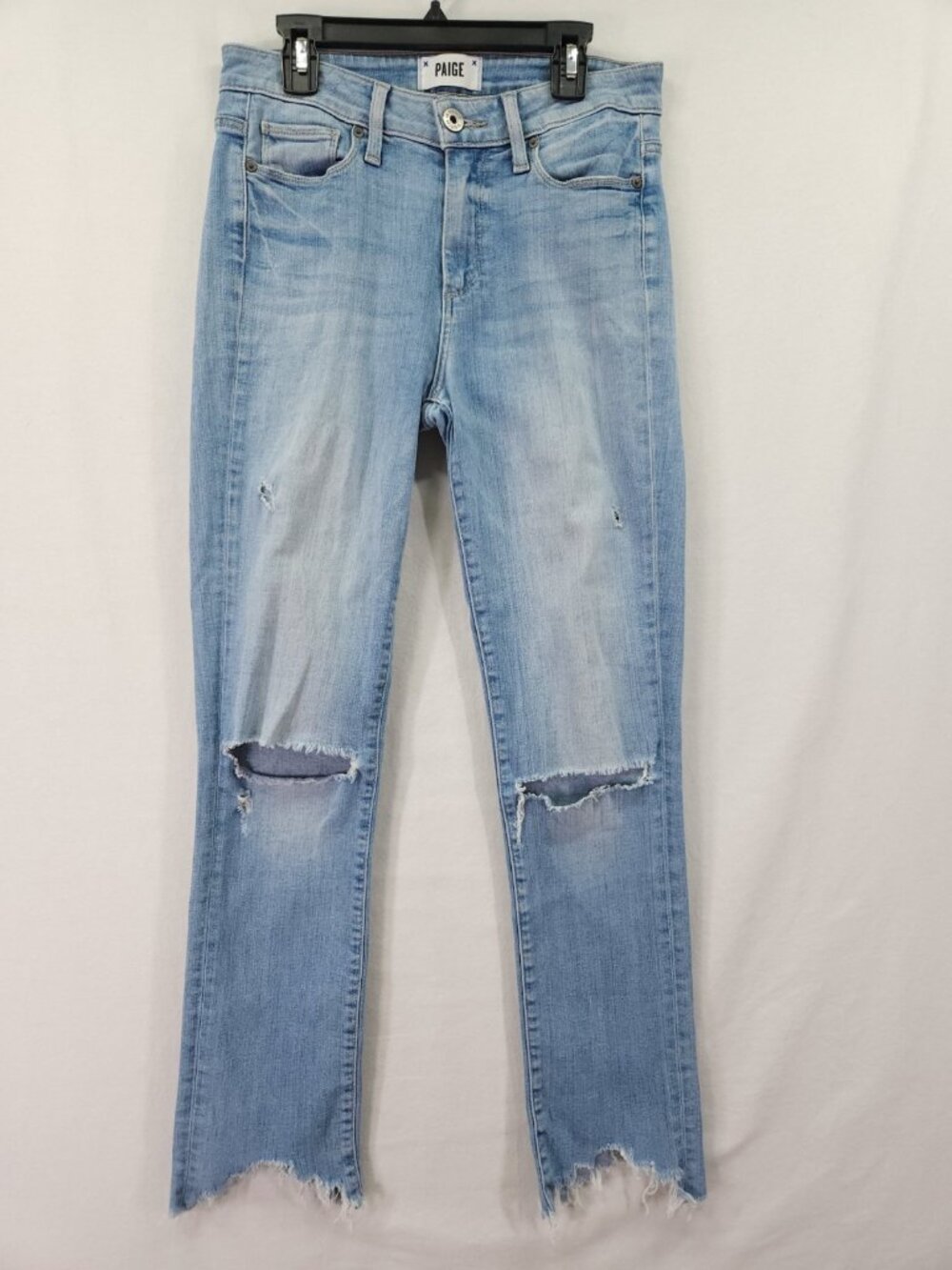 Paige Size 26 Hoxton Ankle Peg High Rise Distressed Raw Hem Jeans Distress 28x26
